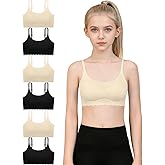Finihen Teen Girls Seamless Training Bra No Show Sports Bra with Removable Padding Adjustable Strap Multipack.