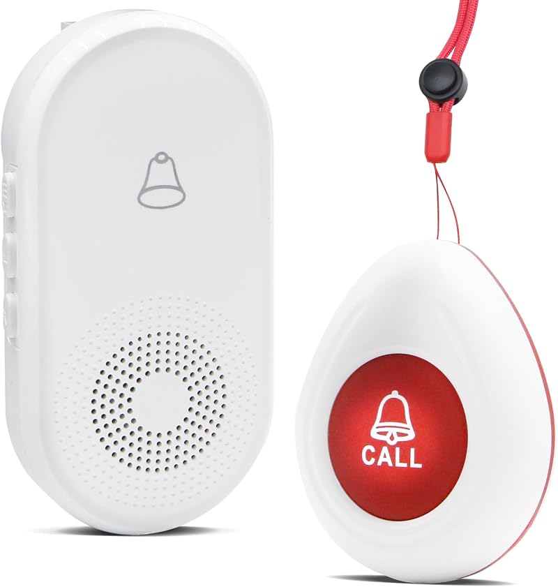 SINZUX Personal Alarm System for Elderly UK Plug-in Receiver + Transmitter