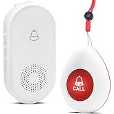 Wireless Caregiver Pager SOS Call Button for Elderly Monitoring 1000+ Feet Life Alert，Emergency Alert System Call Bell for Nurse Patient Disabled 1 Waterproof Transmitter &amp; 1 Plugin Receiver
