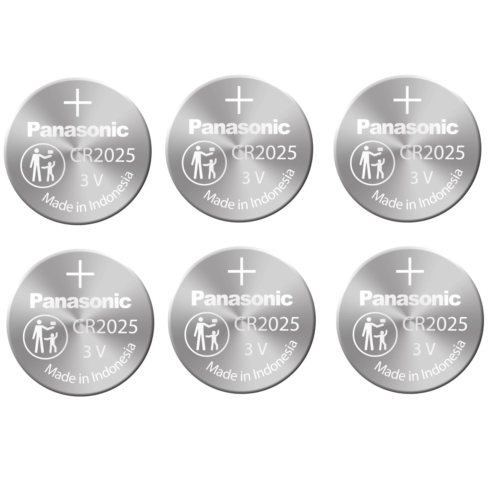 Panasonic CR2025 Lithium 3 Volt Battery card of 6