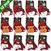 Ivenf Christmas Mini Stockings, 12 Pcs 6.25 inches Felt with 3D Santa Snowman, Gift Card Silverware Holders, Bulk Treats for Neighbors Coworkers Kids Cats Dogs, Small Rustic Red Xmas Tree Set