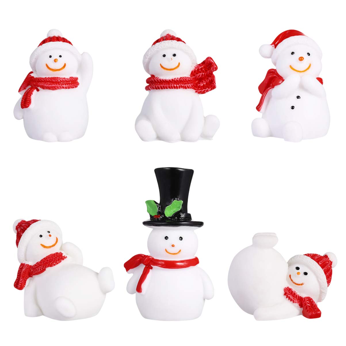 Amosfun 13pcs Christmas Snowman Figurines Miniature Snowman Ornaments Resin Snowman Statues Micro Landscape Adornment Xmas Desktop Decor for Home Office