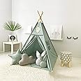 RONGFA Kids Teepee Tent with White Pom Pom - Indoor Play Teepee for Children Boys Portable Play House (Green)