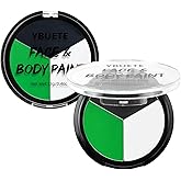 YBUETE Black White Green Face Paint Palette, Professional Oil-Based SFX Makeup for Halloween Cosplay - Joker Style & Hulk Looks, Waterproof Non-Toxic Body Paint for Adult Carnival Events Theater