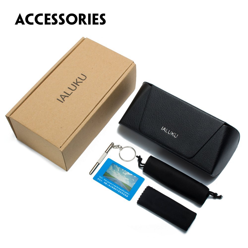 IALUKU Aviator Sunglasses Polarized for Men Classic Pilot Metal Frame UV400 (Black / Grey, 64mm)