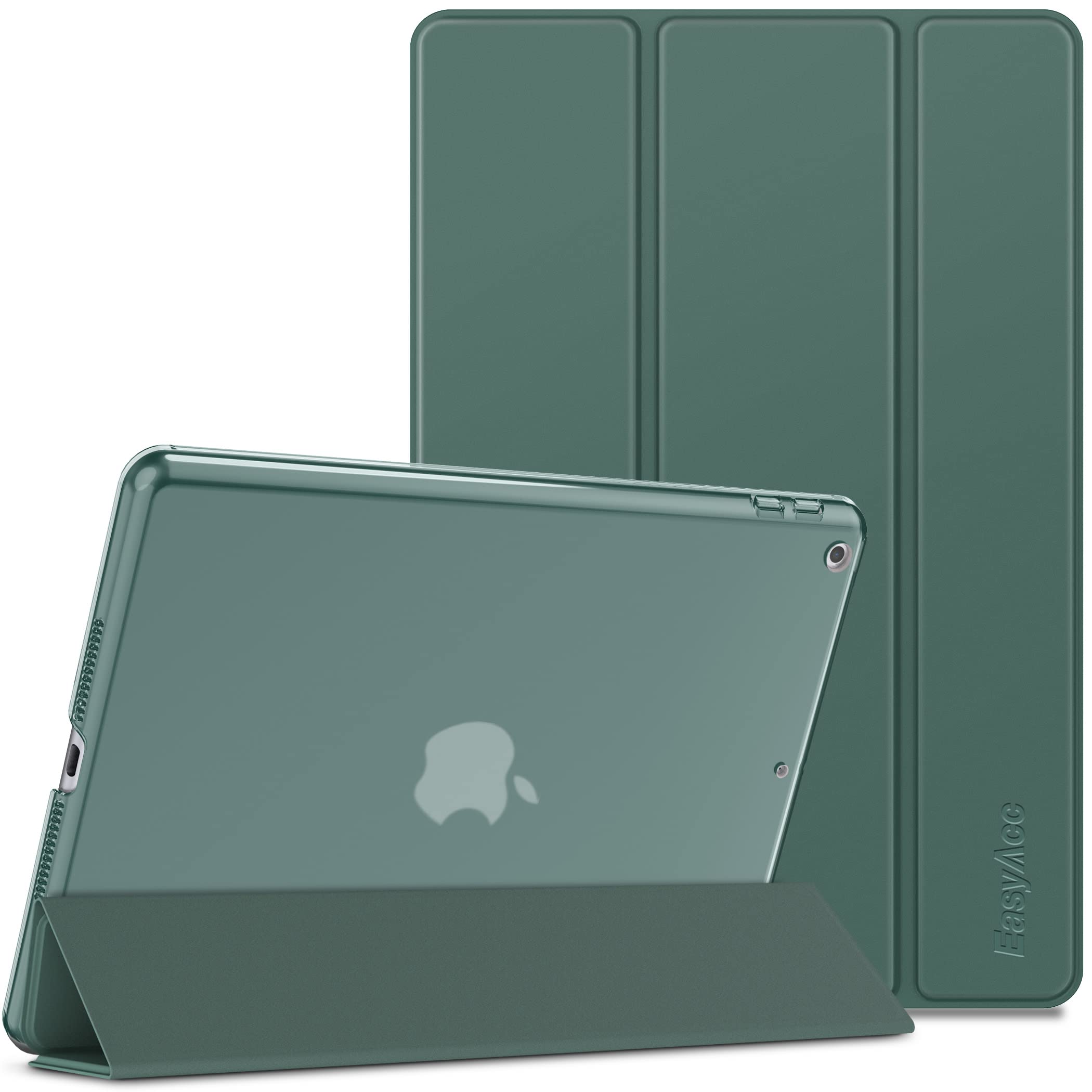 EasyAcc Case Compatible with iPad 9th / 8th / 7th Generation (iPad 10.2 inch 2021/2020/2019), Slim Translucent Cover for iPad 7 8 9 Auto Wake/Sleep, Night Green