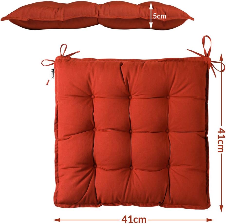 Detex 4er Set Stuhlkissen 41x41x5cm Bänder Viskoeffekt Indoor Outdoor