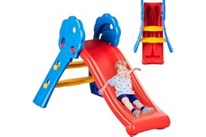 GENERIC Fireflowery Toddler Slide, ASTM Approved, HDPE Folding Baby Slide, Freestanding Climber for Indoor, Outdoor, Pool, Ball Pit, Easy Set Up Playset, Kids Slide for Toddlers Age 1-3, 43''L*21.5''W*27.5''H