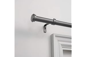 EXCLUSIVE HOME Topper 1" Curtain Rod and Coordinating Finial Set, Gunmetal, Adjustable 36"-72"