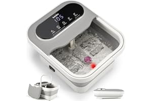 Beinilai Collapsible Foot Spa Bath with XL Touch Screen - Heat, Temp Control and Bubble Manual Foot Massager Massage Rollers, Foot Soaking Tub, Pedicure Foot spa for Stress Relief