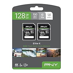 PNY 128GB Elite-X Class 10 U3 V30 SDXC Flash Memory