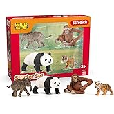 Schleich Wild Life Asia Starter Set – 4-Piece Miniature Wildlife Animal Set for Ages 3+, Featuring Elephant Calf, Giant Panda