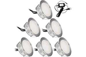 SMY Lighting Recessed LED Deck Lights Kits 6 Pack, (Upgrade Version) Deck Lighting Waterproof IP67,Low Voltage LED Lights for Garden, Steps, Stair, Living Room, Bathroom, Patio, Pool Deck, Kitchen