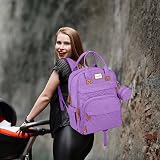 LANDICI Baby Changing Bag Backpack Lavender Large Nappy Diaper Bag view 2