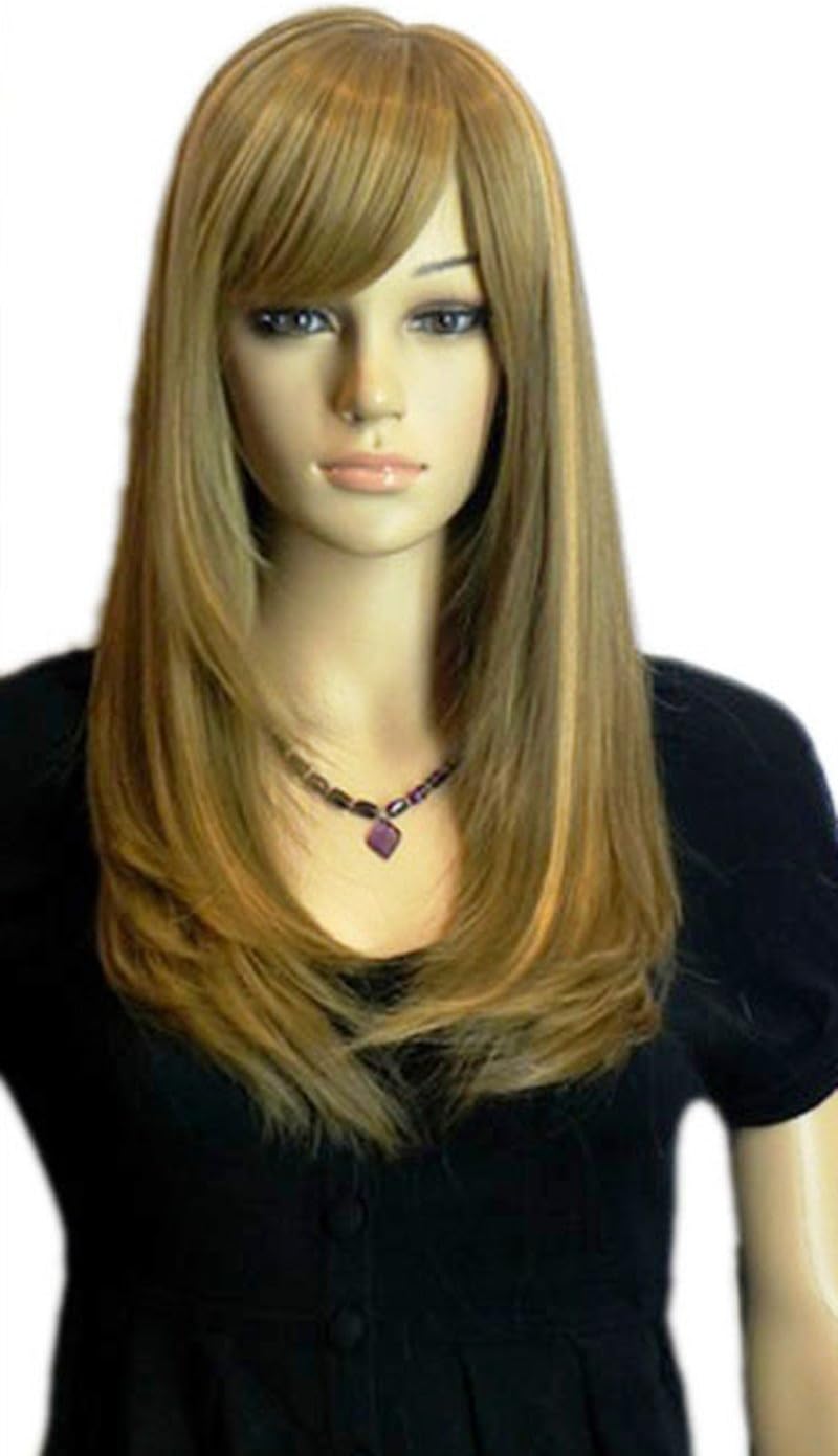 Qiyun Z Long Straight Blonde Brown Natural Looking Side Swept