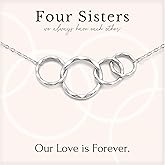 HOPE LOVE SHINE Sister Gift - Big, Little Sister Necklace, Jewelry, 14k Gold Plated Sterling Silver, 2 Interlocking Rings