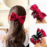 Elegant Bow Hair Claw Clip Satin Bows Claw Clips for Women Red Bow Clips Hair Accessory Perfect for Formal Occasions Everyday Elegance for Girls with Long Thick Hair for all types 1pc