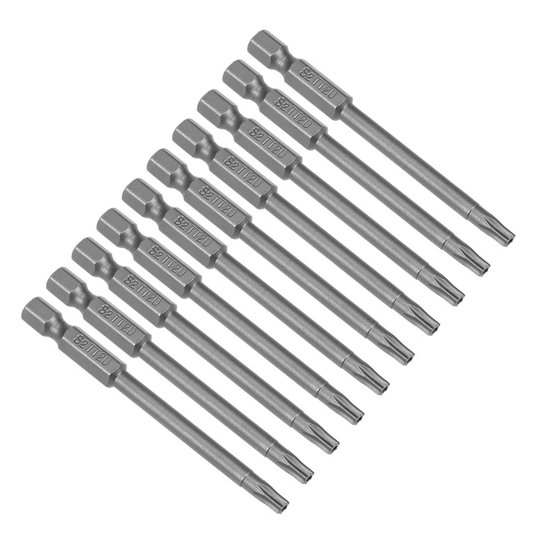 sourcing map 10 Pcs T20 Magnetic Torx Screwdriver Bits, 1/4 Inch Hex Shank 3-inch Length S2 Security Tamper Proof Screw Driver Kit Tools
