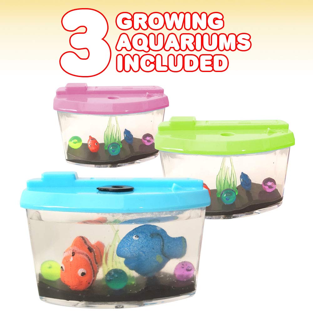 ArtCreativity 3 Inch Growing Aquarium Toy for Kids - Set of 3 - Fish Grow 5X Bigger in Water - Fun Expanding Animals - Best Gift Idea, Birthday Party Favor for Boys and Girls - Assorted Neon Colors