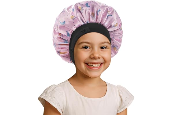 WINSTECK Satin Bonnet for Kids Baby, Soft & Adjustable Elastic Band Sleep Silk Bonnet for Girls Boys Toddler Child Curly Hair