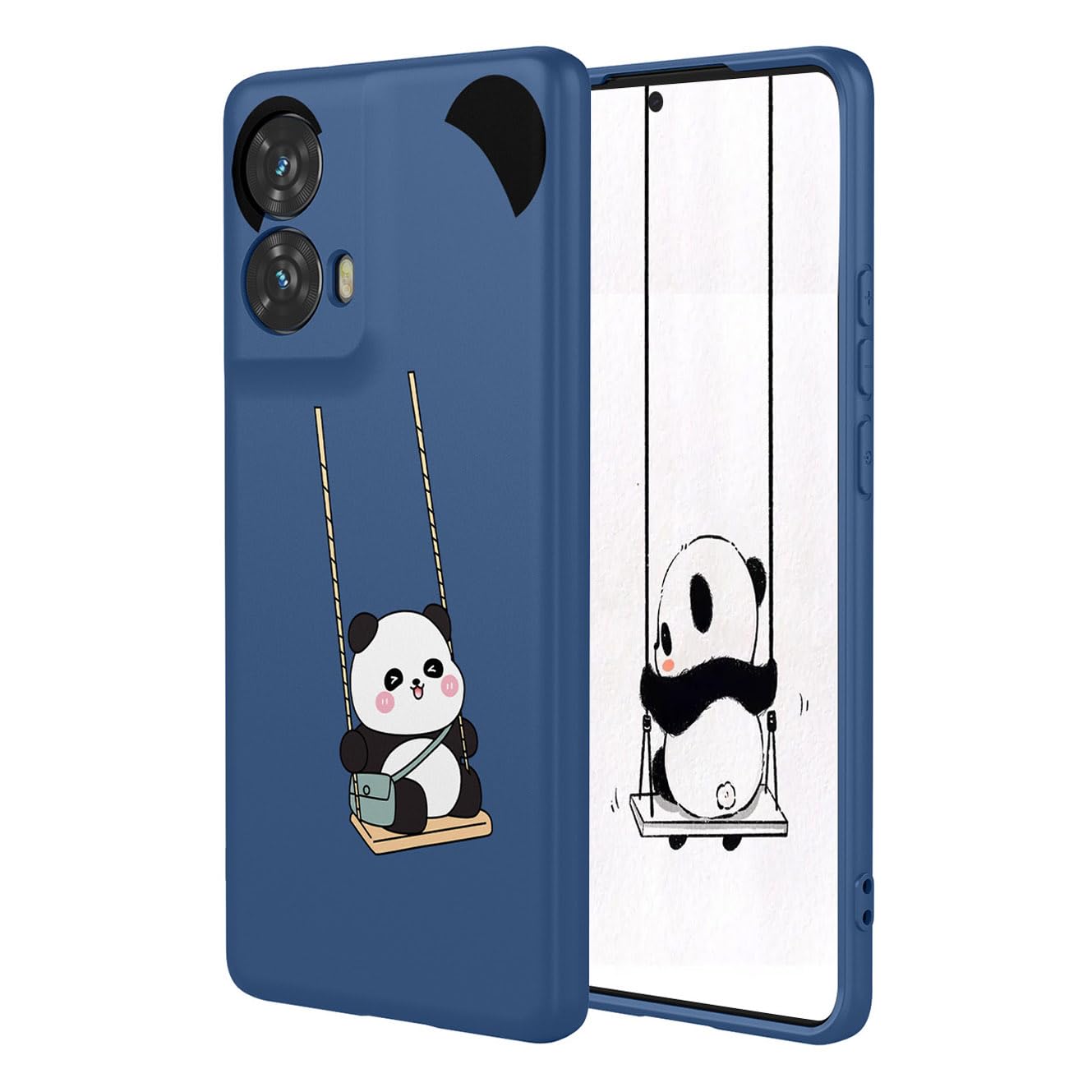 YUECXIN Case for Motorola Moto G85 5G, Ultra thin Liquid Silicone Silky Soft Touch Cute Pattern Girls Cover, with Microfiber Lining Shockproof TPU Bumper Case. Panda