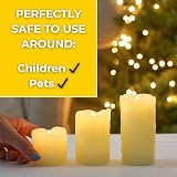 Festive Lights Real Wax LED Pillar Candles Set of 3 Warm White Flicker view 5