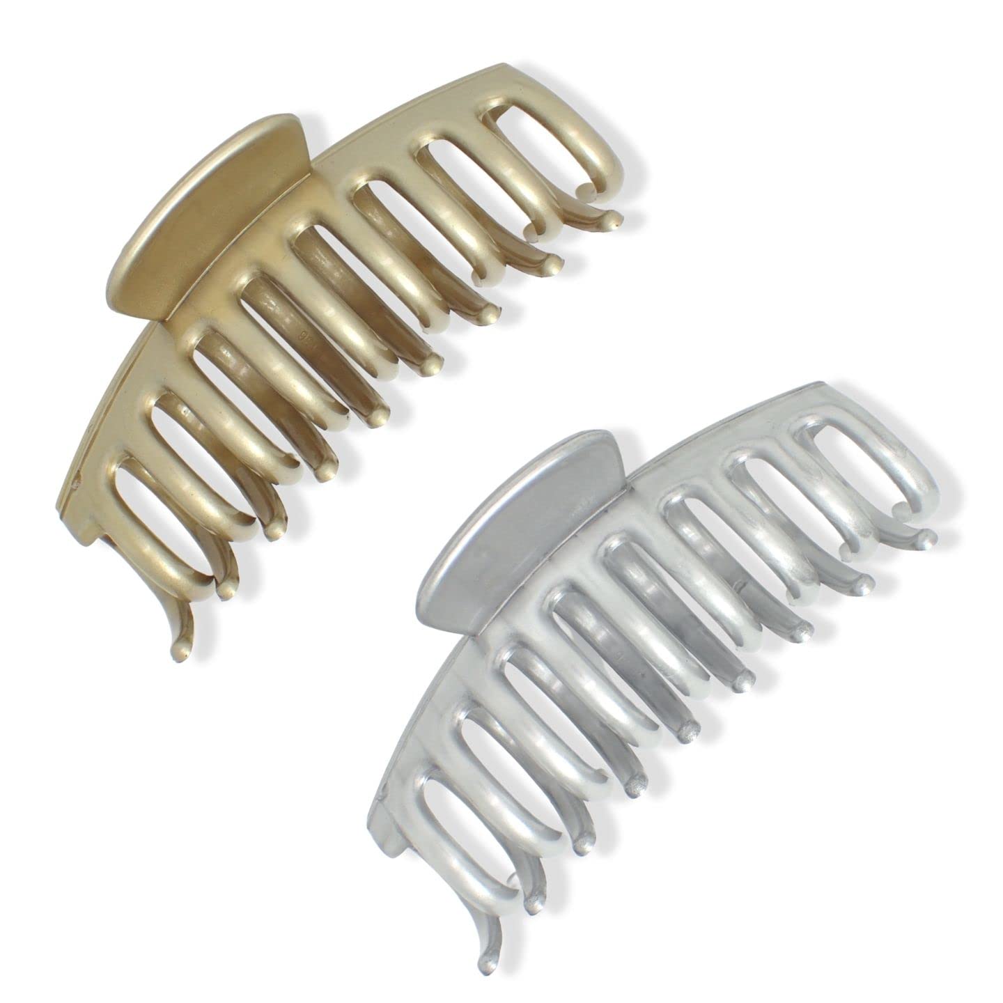 Topkids Accessories 9cm/3.5" Matte Hair Claw Clips for Women and Girls, Hair Clips Women Hair Claws Hair Accessories Large Claw Clip for girls hair (Gold + Silver)