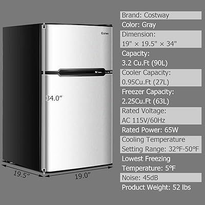 Buy Costway Compact Refrigerator 3 2 Cu Ft Unit 2 Door Mini Freezer Cooler Fridge With Reversible Door Removable Glass Shelves Mechanical Control Recessed Handle For Dorm Office Apartment Grey Online In Qatar B01nh9hd8m