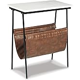 Signature Design by Ashley Etanbury Modern Chic Marble Top Accent Table, White & Black