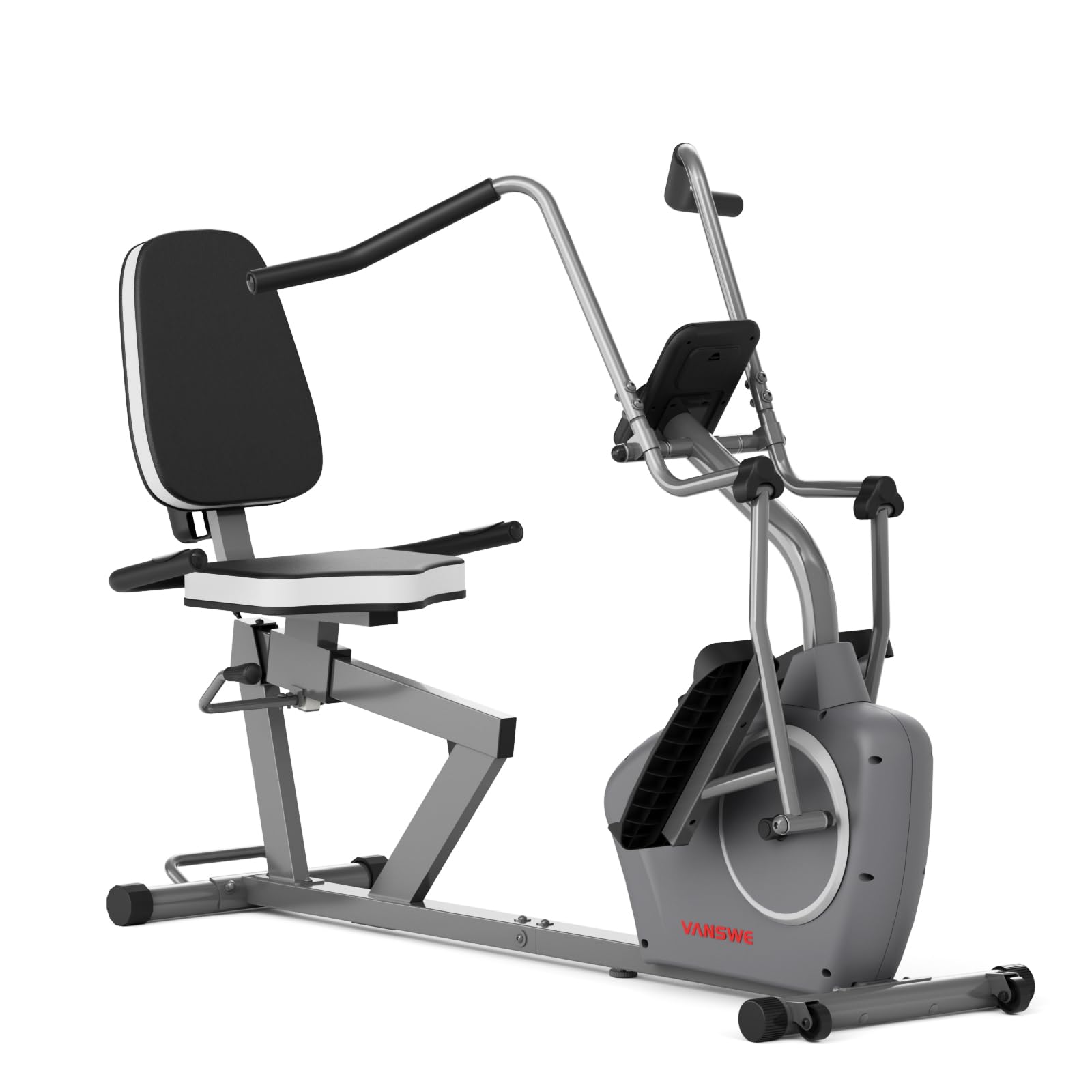 VANSWE Recumbent Exercise Bike for Adults Seniors - Recumbent Bikes for Home with Magnetic Resistance, Bluetooth and App Connectivity, Pulse Sensor (Silver&Black) Image