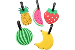 Mziart Colorful Fruits Luggage Tags Baggage Suitcase Backpack Labels, Set of 5 (Banana, Pineapple, Strawberry, 2 Watermelons)