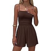 BTFBM Summer Rompers For Women 2026 Casual One Piece Spaghetti Strap Sleeveless Shorts Jumpsuit Beach Vacation Outfits