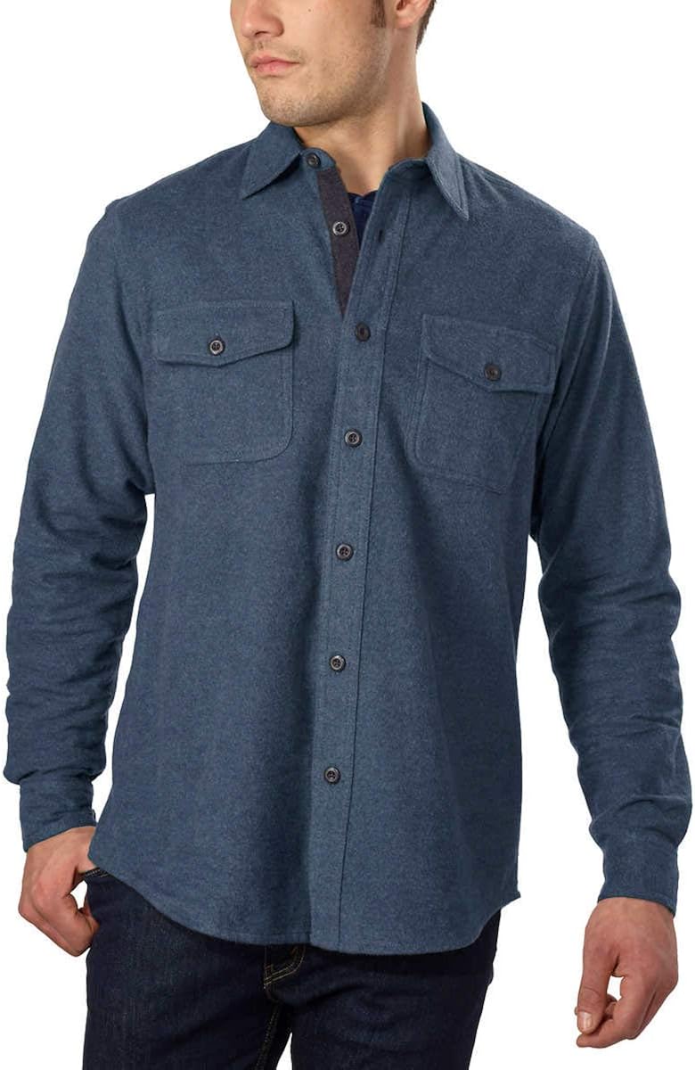 Grizzly Mountain Men’s Chamois Flannel Shirt Blue Large at Amazon Men