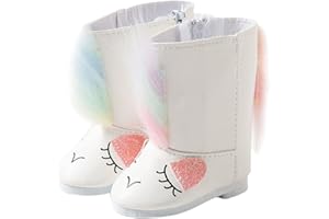 WHYS FXSN Doll Shoes Accessories Doll Snow Boots Fit 18-inch American Doll Girl Dolls (Unicorn Boots)