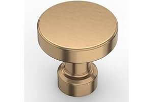 Amerdeco 10 Pack Champagne Bronze Kitchen Cabinet Knobs and Pulls - Single Hole Round Gold Drawer Knobs for Bathroom Cabinets K0012