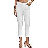 Vetinee Capris Jeans for Women High Waisted Pull On Elastic Waist Skinny Stretchy Denim Capri Pants Rolled Cropped Jeans