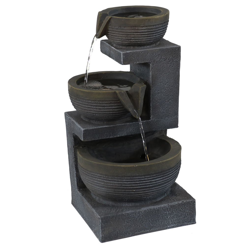 3Tier Indoor Water Fountain Cascading Basins LED Zen Waterfall
