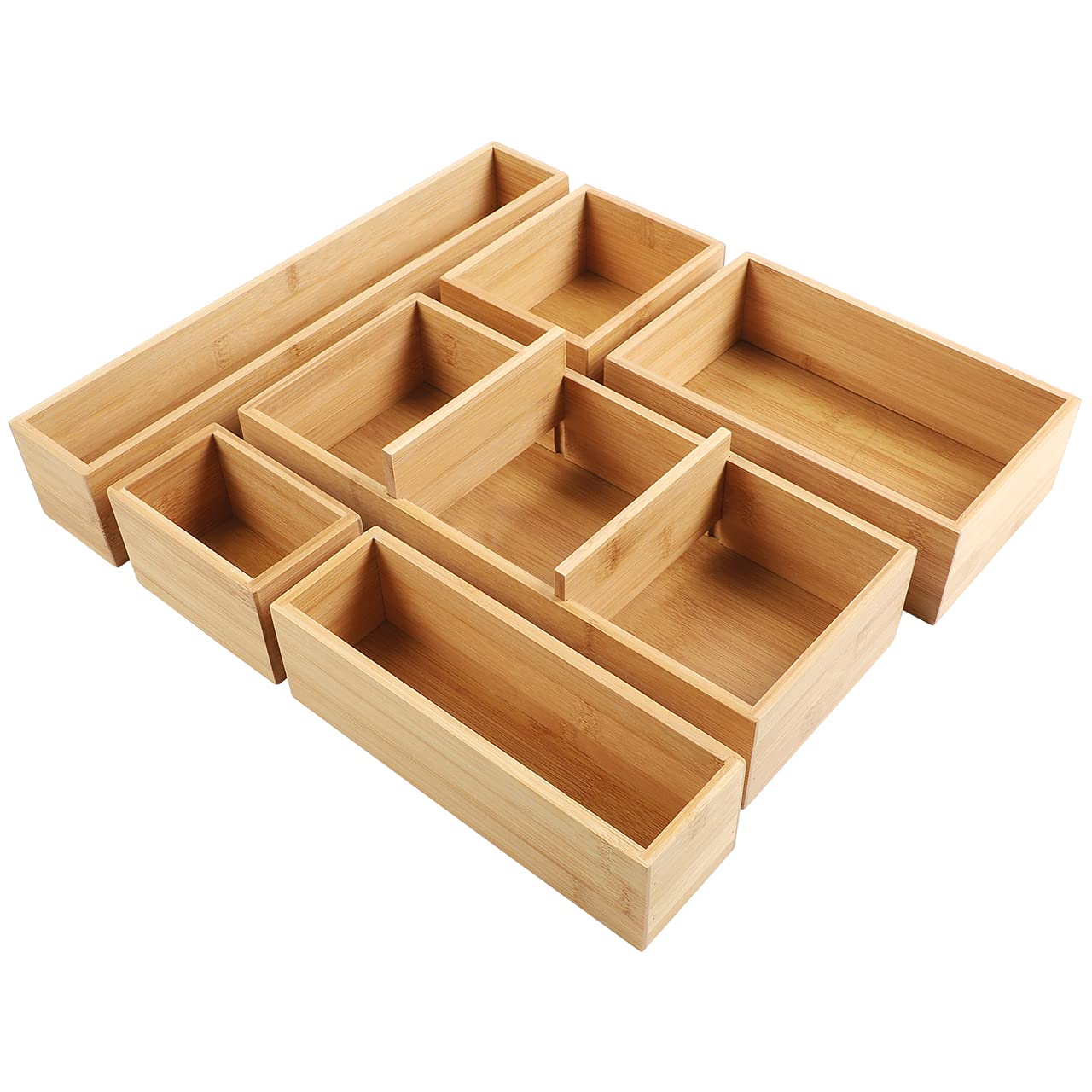 Photo 1 of Kootek Bamboo Drawer Organizer with Removable Dividers, 6 Pcs Adjustable Kitchen Drawer Organizer Utensils Bamboo Organizers Silverware Storage Box Cutlery Tray Multi-Use for Bathroom, Makeup, Office