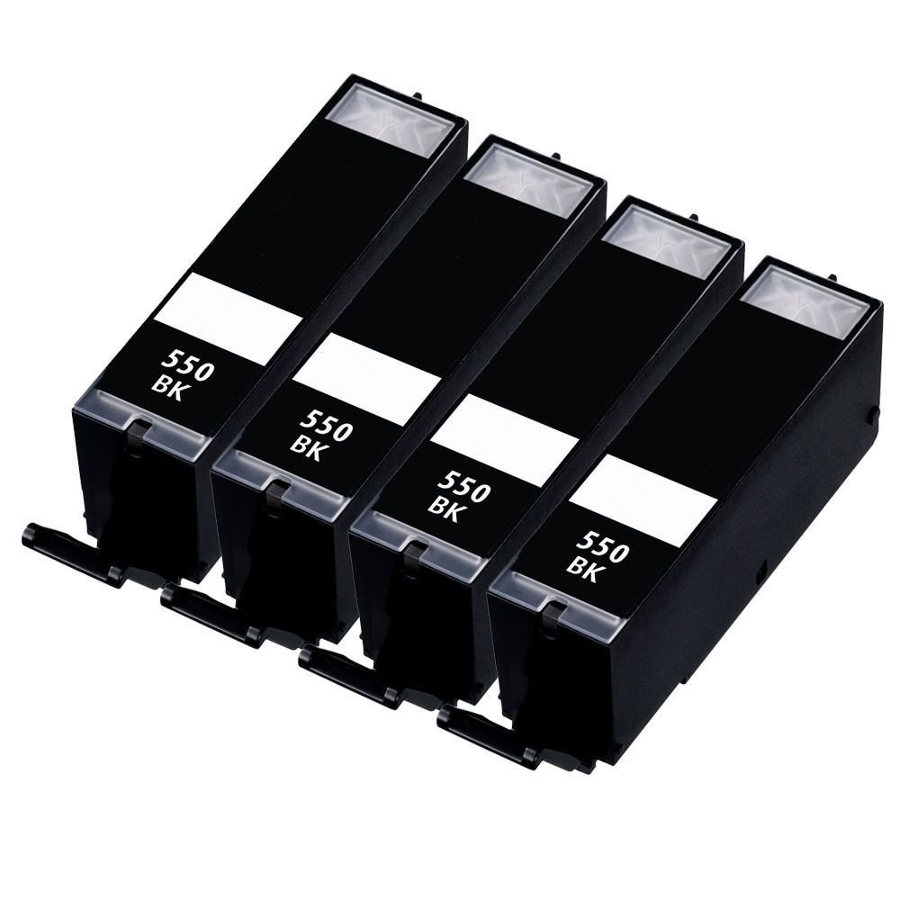 4 Black Compatible with Canon PGI-550PGBk Printer Ink Cartridge compatible with Canon Pixma iP7250, iP8750, iX6850, MG5450, MG5550, MG5650, MG6350, MG6450, MG6650, MG7150, MG7550, MX725, MX925