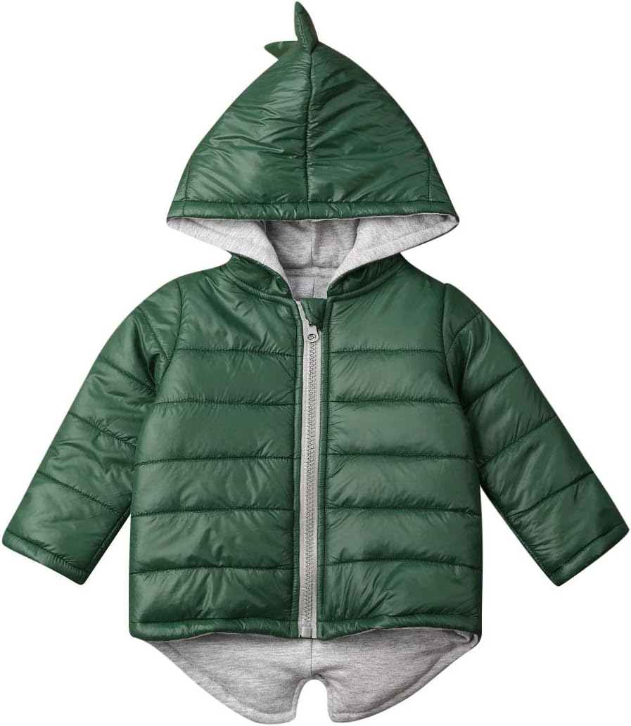 OVKMANG Toddler Baby Girl Boy Fall Clothes Dinosaur Hoodie Down Jacket Kids Warm Thin Zipper Coat Outfits