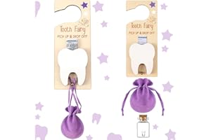 FLHRSM Tooth Fairy Door Hanger 3 Pcs, Tooth Fairy Teeth Holder, Tooth Fairy Gifts for Girls Boys, First Milk Teeth Loss Gift Box, Encourage Present Keepsake Tins for Kids Teen