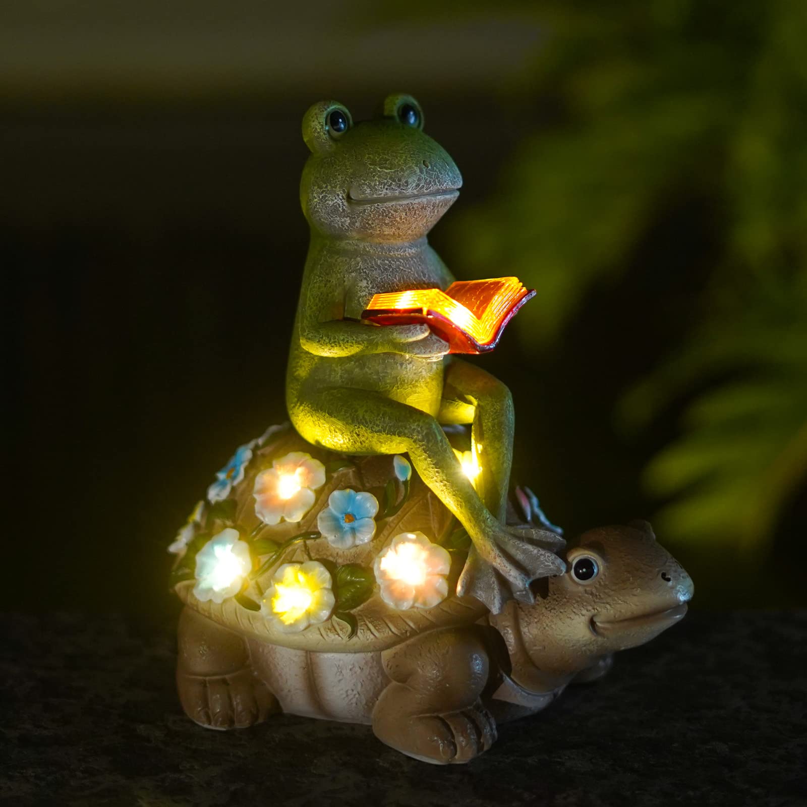 Photo 1 of (battery op) (no battery included) Nacome Solar Frog Riding Turtle for Garden Decor - Outdoor Statues for Patio,Yard,Balcony Ornament,Turtle Gifts for Women/Mom/Grandma,Mom's Best Gift