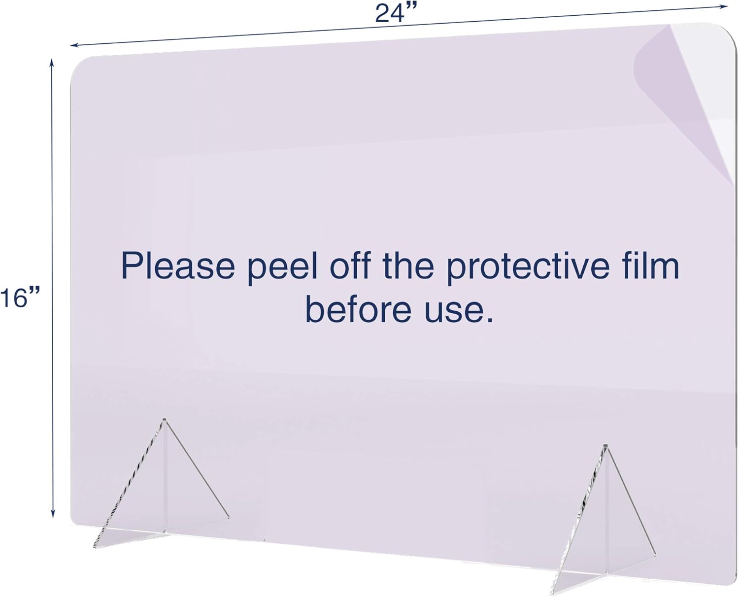 No Cutout 24"W x 16"H Sneeze Guard for Counter and Desk, Freestanding Clear Acrylic Shield, plexiglass Shield: Home Improvement