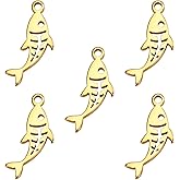 kkjoy 5Pcs Stainless Steel Fish Charms for Jewelry Making and Crafting, Marine Animals Assorted Pendant Mini Charm Craft Supplies Accessories for DIY Bracelet Necklace Earrings