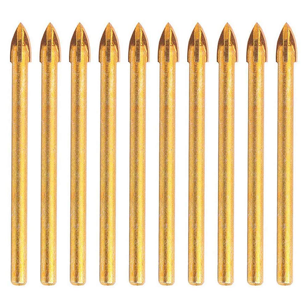 Boxonly 10Pcs Drill Bit Set Carbide Tungsten Tile Glass Ceramic Cross Spear Head Drill Bits 6mm — image 1