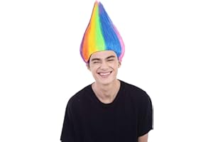 BC GOODS BY Unisex Teens Troll Wigs Collections | Synthetic Fiber Costume Wig for Men and Women | Capless Cap Halloween Colorful 80s Wigs | Trolls TV Movie Cosplay Costume Accessories - Rainbow