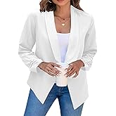 BOFETA Women Lightweight Long Sleeve Blazer Open Front Business Blazer Notched Collar Work Office Blazer