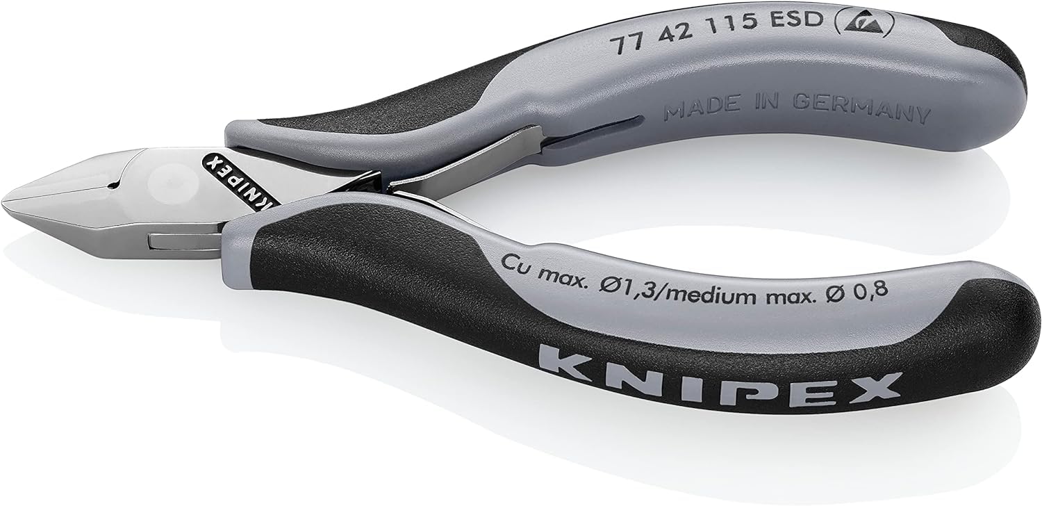 KNIPEX Electronics Diagonal Cutters ESD with Box Joint with Multi-Component Handles 115 mm, 77 42 115 ESD