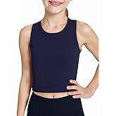 Haloumoning Girls Tank Tops Kids Athletic Ribbed Knit Sleeveless Crop Tops Basic Camisole 5-14 Years