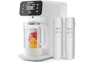 Reverse Osmosis Water Filter Countertop, 6 Stage Ro Water Filtration System with Remineralization Glass Pitcher, 4:1 Pure to 